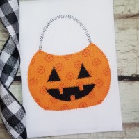 Halloween Pumpkin Machine Applique Design, Zigzag Stitch